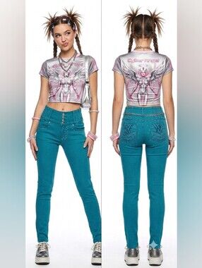 Teal High-Waist Women’s Skinny Jeans Sz7